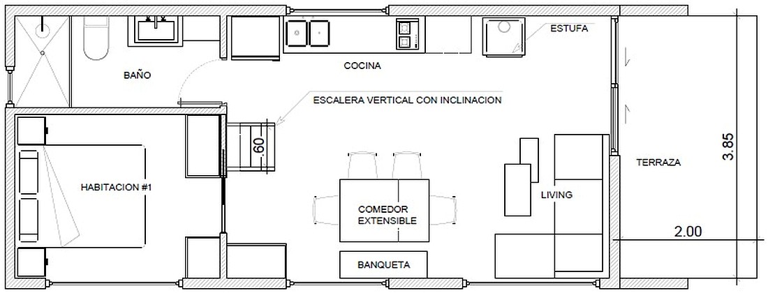 Planta de arquitectura de un modelo Modus Patagonia
